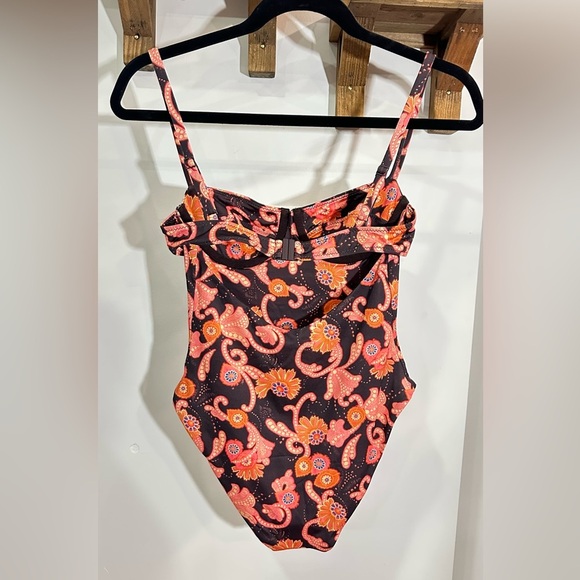 NWT ALC Dylan One-Piece Swimsuit Brown Ganache Multi Paisley XS - Picture 4 of 12